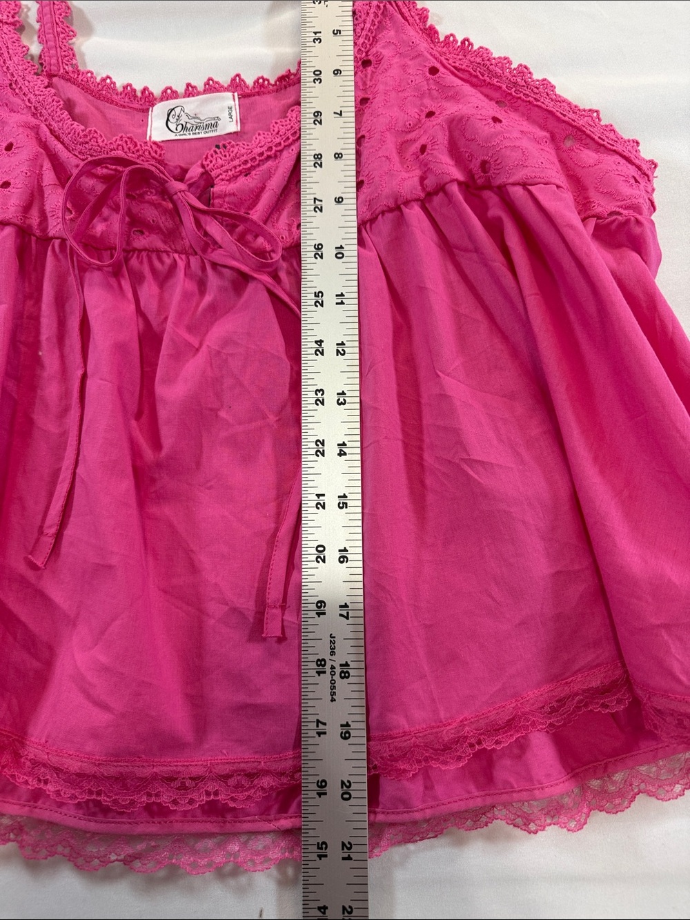 Charisma Fuchsia Lace-Trim Camisole Top Size L - Picture 6 of 9